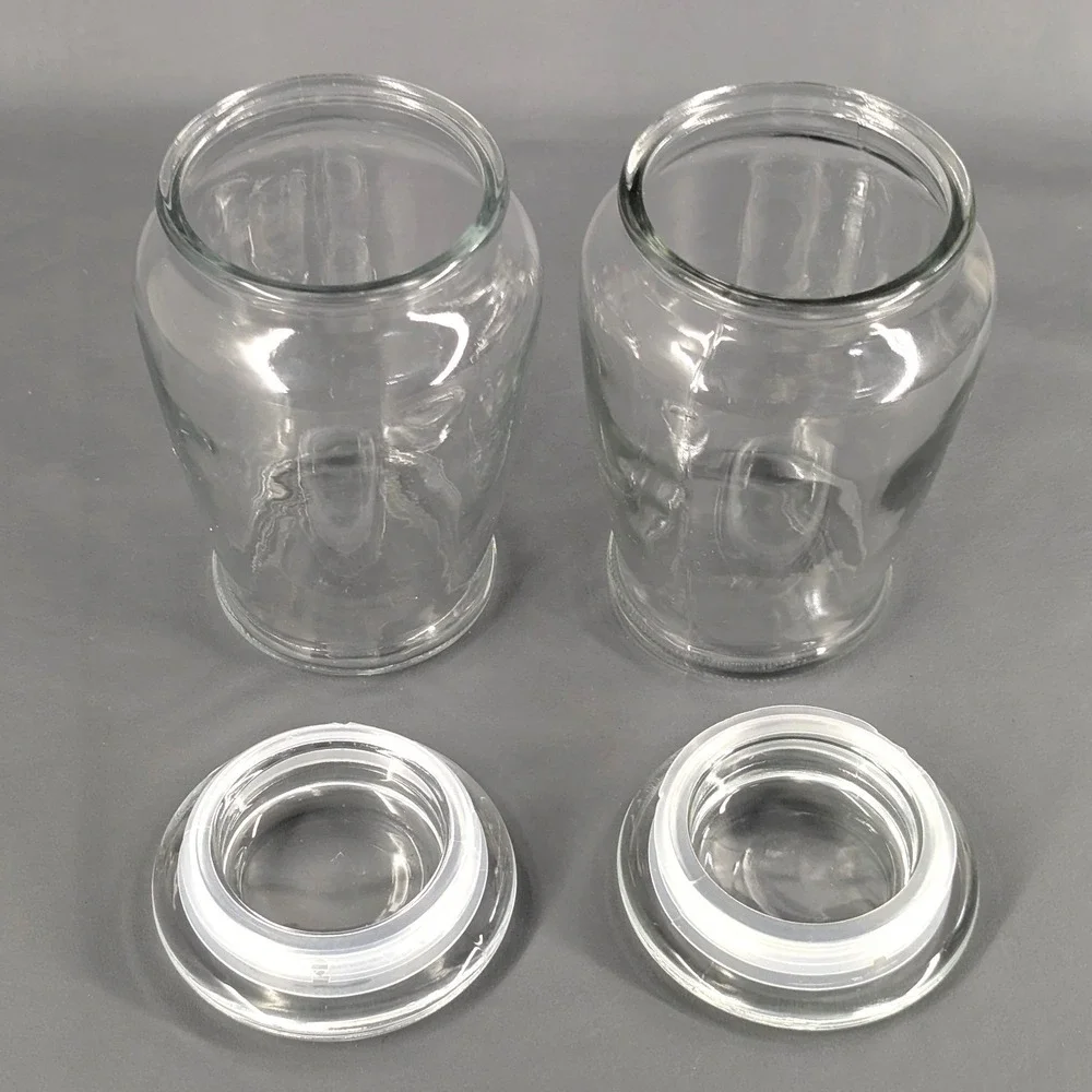 Set of 2 VTG Clear Glass Canisters with Airtight Lids Kitchen Storage Jars